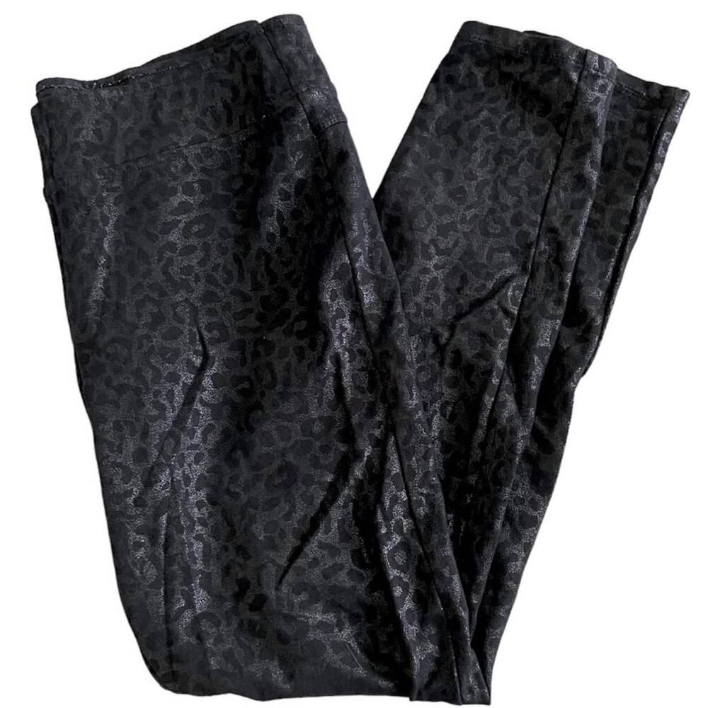 New York & Company Women's Size Medium Black Leopard Print Leggings